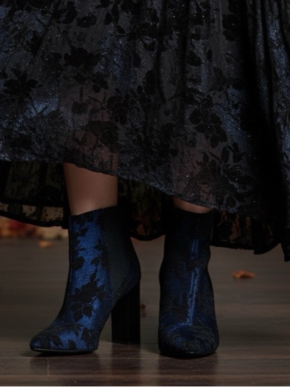 Whimsigoth Forest Fairy Romantic Floral Burnout Block Ankle boots Womens size 6